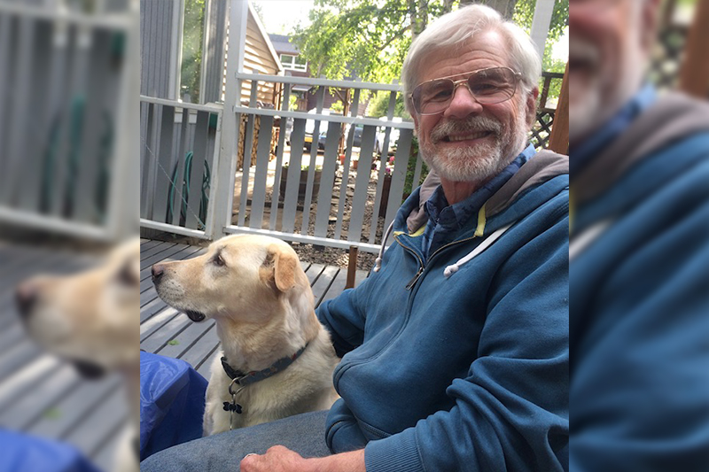 Walt Smith and a dog named Pinot