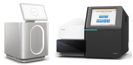 New MiSeq i100 next to Legacy MiSeq Genetic Sequencers