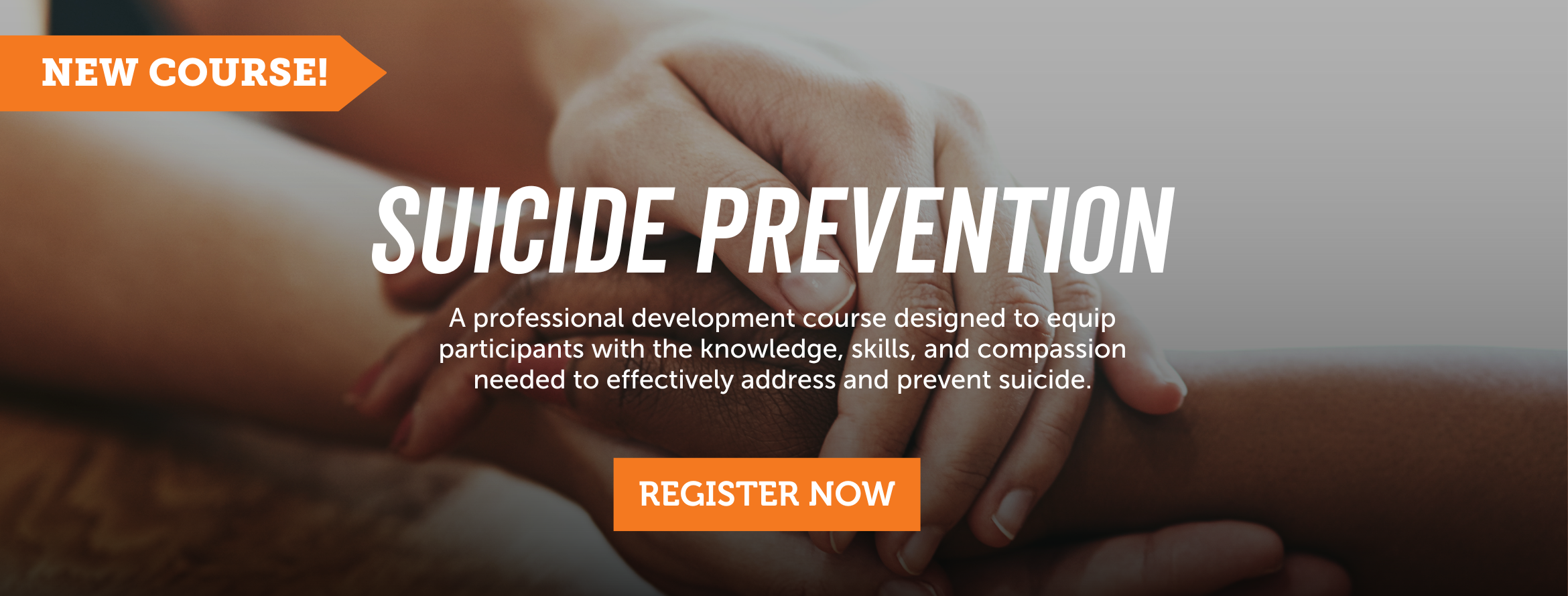 Slider containing information about a new course, Suicide Prevention