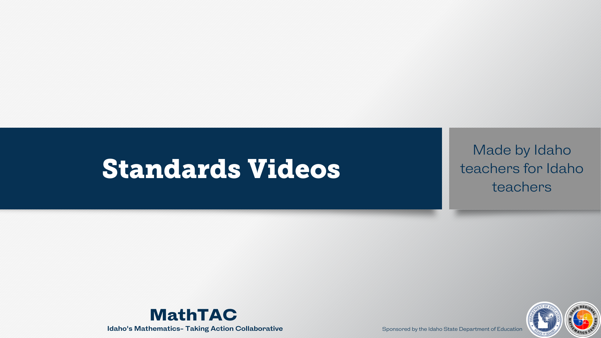Standards video title page