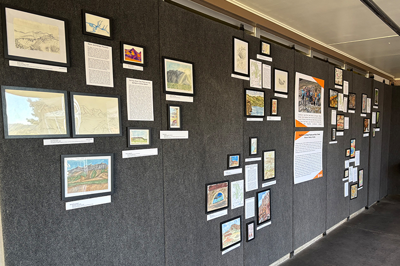 Idaho State University student art on display in the Robert Limbert Visitor Center at Craters of the Moon National Monument and Preserve.
