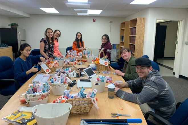 PHS students around a table