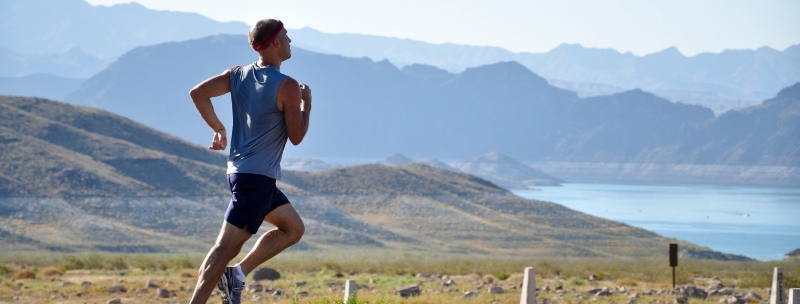 A man running outdoors