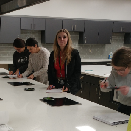 Students conducting experiments in Foods Lab