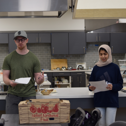 The Foods Lab includes space for students to give presentations on their findings of experiments