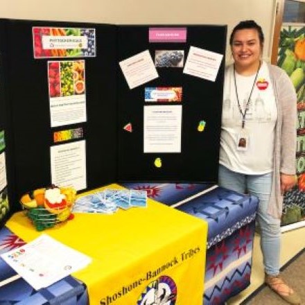 Native American Dietetics Student at Nutrition Fair Booth
