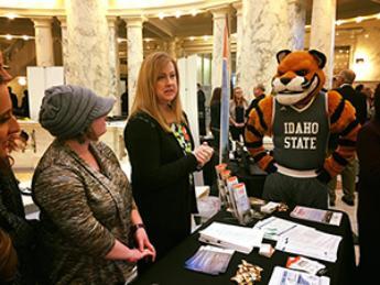 Nursing students with Benny the Bengal at ISU Day at the Capitol