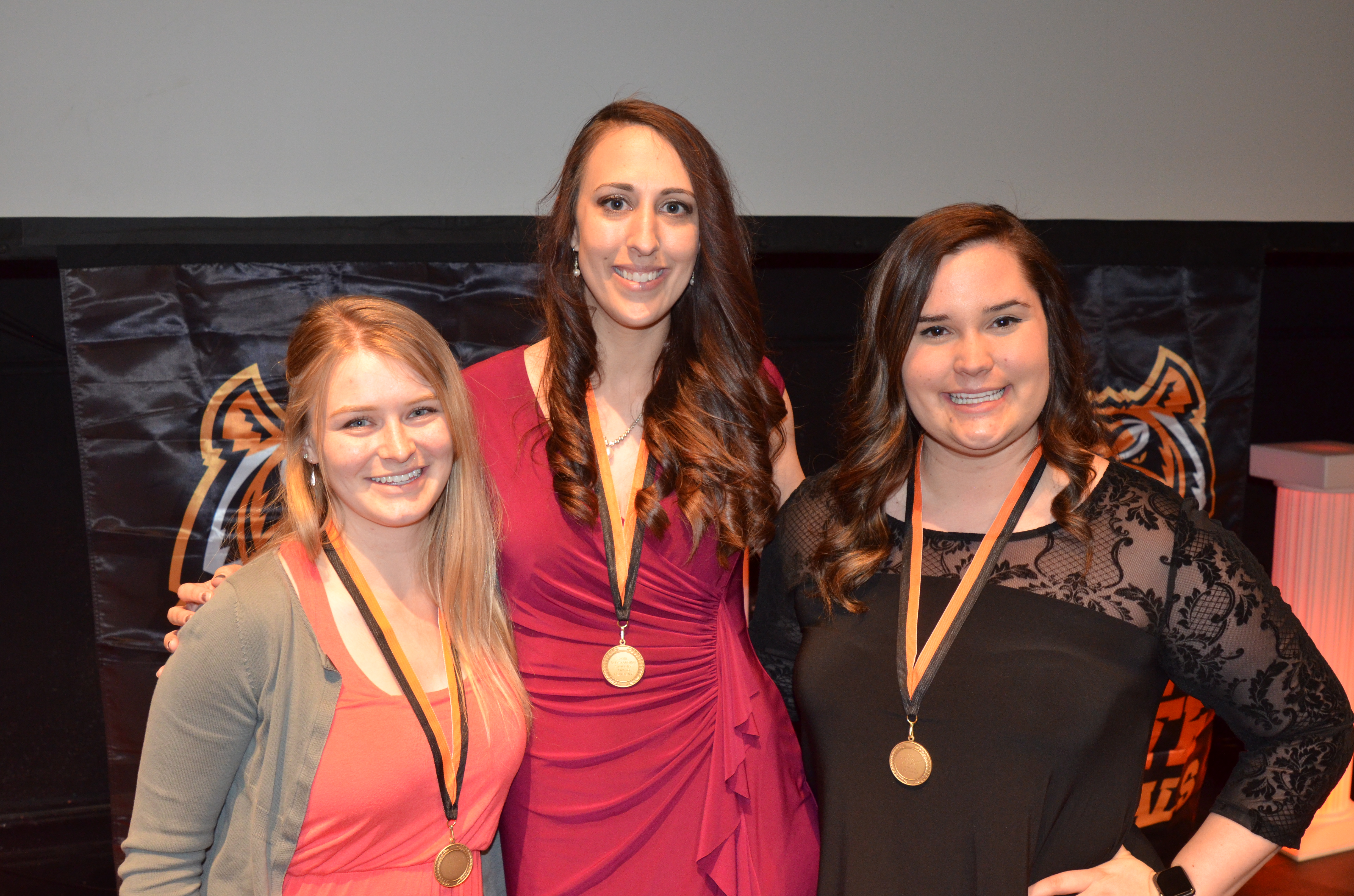 2018 KDHS Student Achievement Award Recipients, from left, Jessica Downes, KDHS, Heather Walser, College of Pharmacy, and Jessalyn Garnett, School of Nursing