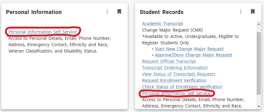 Student Records Card