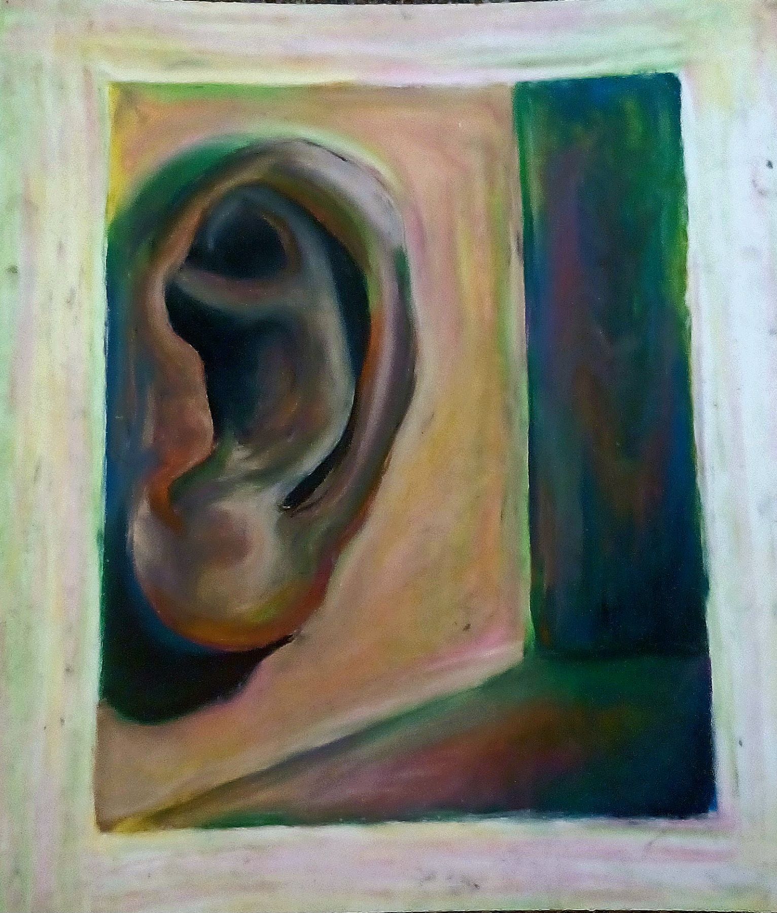 A painting of an ear by Katrina Gilbert as the album cover for the 2024 Black Rock and Sage