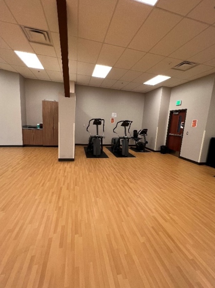Exercise room with equipment.