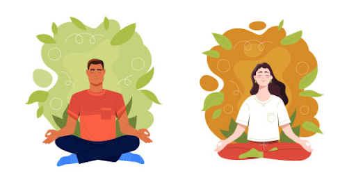 illustration of two people sitting and meditating