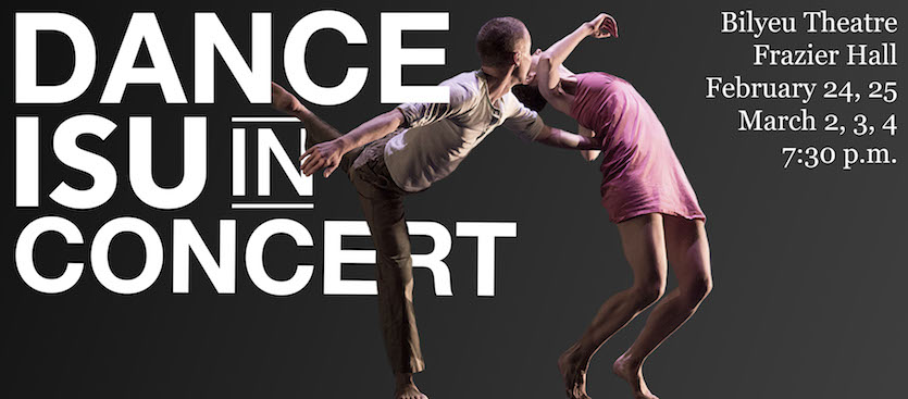 Dance concert poster with a male and female dancing.
