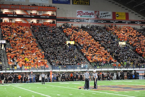 Fans at an Idaho State football game