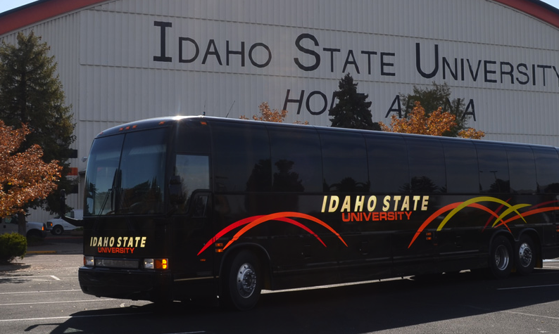Commuter bus in front of Holt Arena