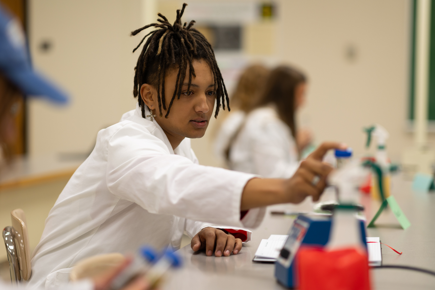 A person conducts an experiment