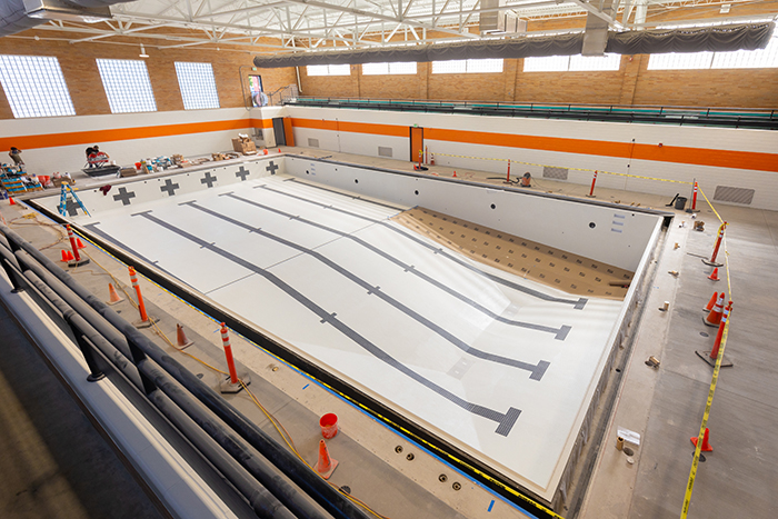 Reed Gym Pool during an extensive remodel in 2024