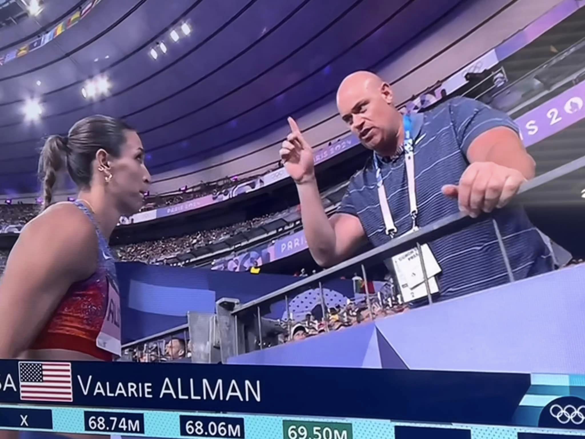 Zeb Sion coaching Valerie Allman at the 2024 Paris Olympics