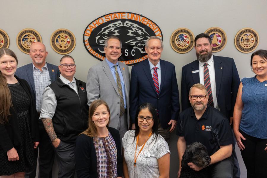 Idaho Senator Mike Crapo with ISU President Robert Wagner and leadership from Veteran Student Services Center and TRIO programs