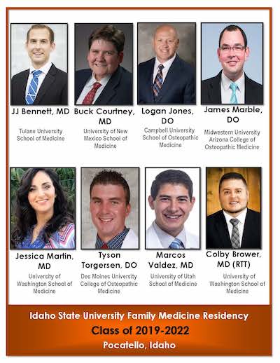 A poster featuring the eight new Family Medicine residents.