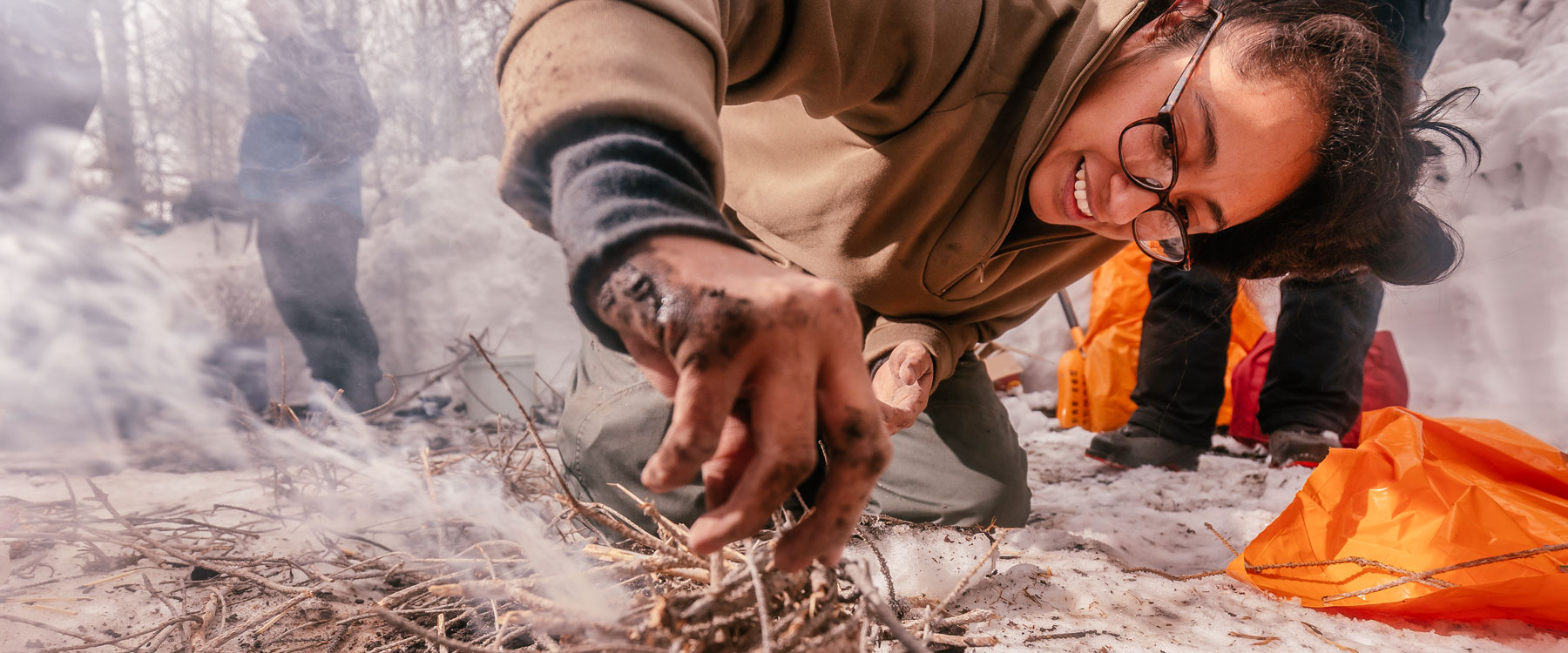 Students learn invaluable outdoor survival skills during a class outing