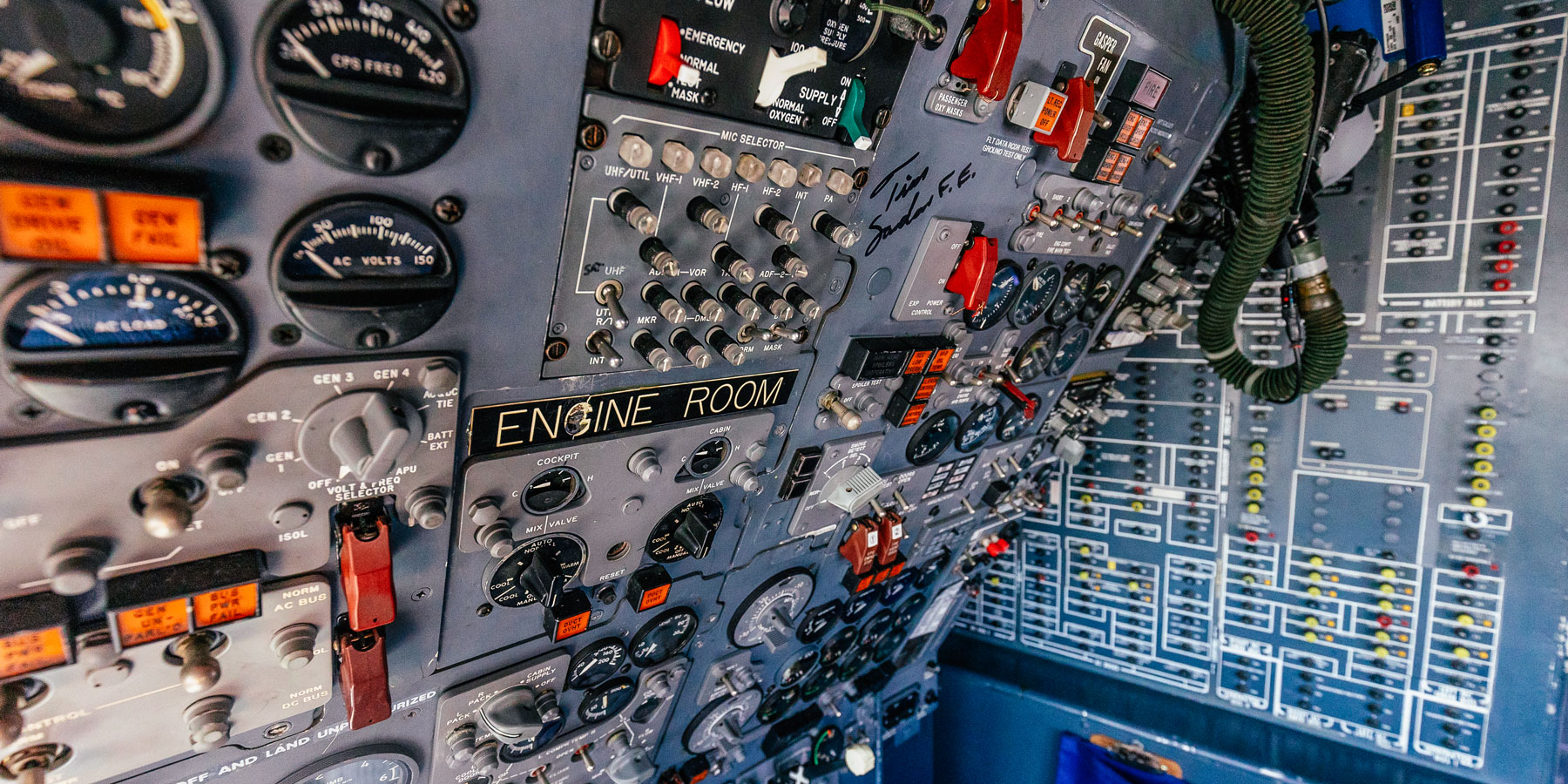 Controls inside the recently donated, NASA DC-8 flying laboratory