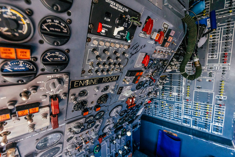 Controls inside the recently donated, NASA DC-8 flying laboratory