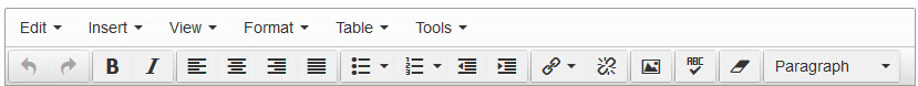 Toolbar of the text editor